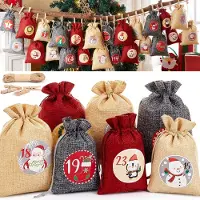 OEM Adventskalender Säckchen - Zum Befüllen aus Stoff - Für den Weihnachtskalender - 24 Stück