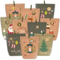 OEM Adventskalender zum Befüllen - 24 Papiertüten mit Aufkleberzahlen 1-24 - Zum Selber Basteln - Braun