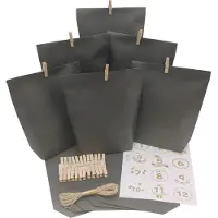 OEM Adventskalender zum Befüllen - 24 Papiertüten - Schwarz - 24 Stück