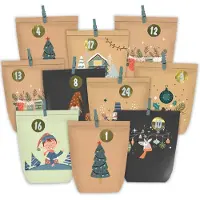 OEM Adventskalender zum Befüllen - 24 Papiertüten mit Zahlenaufklebern - Zum Selberbasteln - 24 Stück