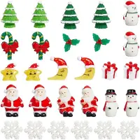 OEM Miniatur-Weihnachtsfiguren - 50 Stück aus Kunstharz - Dekoration für Zuhause und Büro - Schneemann Weihnachtsmann Weihnachtsbaum Zuckerstange Schneeflocke