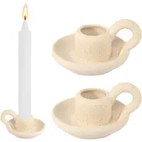 OEM Set aus 2 Keramik-Lichtern in Nordischer Stil mit Griff für TischNachbildungation, Fest und Hochzeit (Beige)
