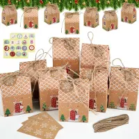 Markenlos Adventskalender zum Befüllen - 24-teiliges Set mit Zahlenaufklebern, Schneeflocken-Tags und Juteschnur - DIY Kalender zum Basteln und Aufhängen