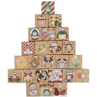 OEM Adventskalender-Boxen - 24 Stück mit Nummerierung 1-24 - Zur Dekoration - 7x7x7 cm - Kraftpapier