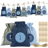OEM Adventskalender zum Befüllen - 24 wiederverwendbare Stoffbeutel - Jutesäckchen für Adventskalender - 24 Stück