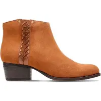 Clarks Women's Maypearl Fawn braune Lederstiefel mit Reißverschluss 39