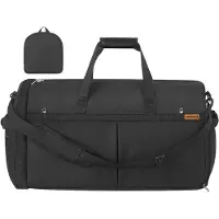 Songmics Schwarze faltbare 80 L Sporttasche mit Schuhfach und Nassfach RBF080B101