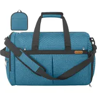Songmics Blaue faltbare 50 L Sporttasche mit Schuhfach und Nassfach RBF050Q101
