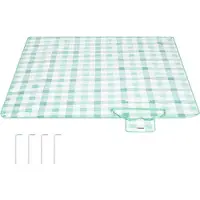 Songmics Picknickdecke 200 x 200 cm wasserdicht grün-weiß B34GCM011W02