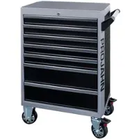 Projahn Werkstattwagen GALAXY, Stahlblech, 7 Schubladen, bis 450 kg, abschließbar, Schwarz/Silbergrau