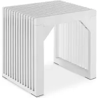 TecTake Hocker Ribb Lamellenoptik 45 x 35 x 43 cm Lackierter Bambus 45 x 35 x 43 cm 35 x 45 x 43 cm Weiß