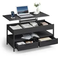 Songmics Couchtisch, höhenverstellbarer Wohnzimmertisch, 50 x 100 x (48-63) cm