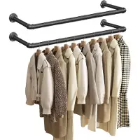 Songmics Wandmontierter Kleiderständer im Industrie-Design, platzsparend, 92 cm x 30 cm x 7,5 cm
