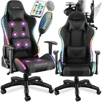 TecTake Gamingstuhl, ergonomische Form, mit verstellbarer Rückenlehne, Kunstlederbezug, abnehmbarer Nacken- und Lendenkissen, dicke Polsterung, Belastbarkeit 120 kg