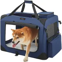 Songmics Hundebox faltbar, Transportbox Hund, L, Hundetasche, Oxford-Gewebe, Net