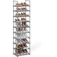 Songmics Großer Schuhständer mit 10 Ebenen Grau B34LSA025G02