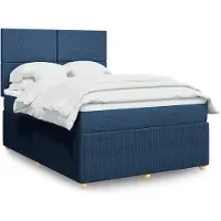 vidaXL Boxspringbett mit Matratze Blau 140x200 cm Stoff