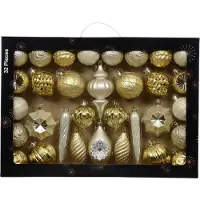 Décoris Weihnachtskugeln-Set aus Kunststoff hellgold 32-teilig GFM1b02776a4