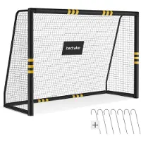 TecTake Fußballtor, wetterfest, reißfestes Netz, 7 Heringe, 244x164cm, in schwarz gelb