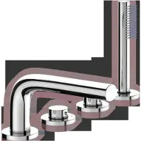 Keuco EDITION 400 Vierloch-Wannenmischer Wannenrand, Höhe 89mm, Ausladung 220mm, 51530010200, Farbe: Verchromt