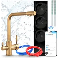 ARI Wasserfiltersystem Küchenarmatur Messing Zweigriffarmatur 800Gpd Wifi Umkehrosmose Ohne Tank Perlator 360 Grad Schwenkbar Mit Montagematerial