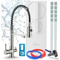 ARI Küchenarmatur Mit Wasserfiltersystem Zweigriffarmatur Messing Perlator Inox Inklusive Anschlussschläuche Mit Ro5 Umkehrosmoseanlage 400 Gpd