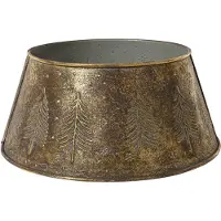 Christmas Decoration Weihnachtsbaumrock 57 cm aus Eisen mit Tannenbaummotiv Bronze Antik
