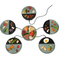 Bourgini Chef's Dinner Party - Back- & Grillteller - Gourmet Set - Glasiert Grau - 5 Personen - Erweiterungsset erhältlich