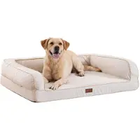 Emme Hundebett Orthopädisch Memory Foam Wasserdicht Abwaschbar Mit Rand Beige L 91x71x23cm