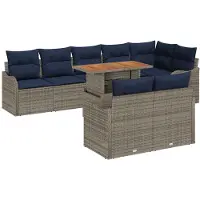vidaXL Gartensofa-set 9 stk. 8-Sitzanzahl Grau und Marineblau
