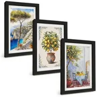 Tulup BILDER SET 3er Set - 20x30 cm Schwarzer Rahmen - Tisch aus Zitronenbaum