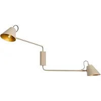 QAZQA Moderne Wandleuchte Taupe mit goldfarbener Innenseite verstellbar 2-flammig - Lune
