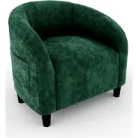 Markenlos Sessel für Wohnzimmer, Loungesessel, Relaxsessel, Lesesessel mit Leinenoptik, Polstersessel für Schlafzimmer, Akzentstuhl aus Samt (Grün)