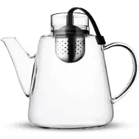 Vialli Design Amo Kanne mit Edelstahl-Sieb, Schwarz, 1,5 l