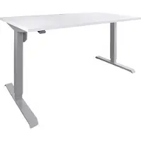 Stier Elektrisch höhenverstellbarer Schreibtisch 501-33, Tischgestell mit Tischplatte 160x80 cm, Weiß mel., Ergonomischer Steh-Sitz-Tisch stufenlos verstellbar 68-118 cm