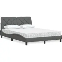 vidaXL Bett mit Matratze Dunkelgrau 140x200 cm Stoff