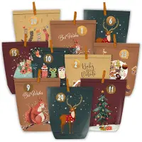 OEM Adventskalender zum Befüllen - 24 Papiertüten zum Basteln - Mit Zahlenaufklebern zum Aufstellen