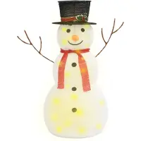 vidaXL LED-Schneemann Weihnachtsfigur Luxus-Stoff 90 cm
