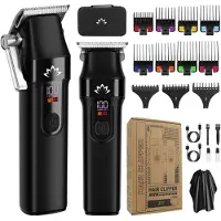 INF Herren Haarschneide-Set, Edelstahl, ABS, Profi- & Detailtrimmer, 19-teilig Schwarz