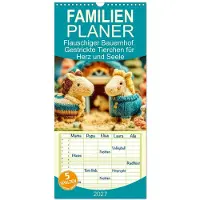 Sonstige Verlage Familienplaner 2027 - Flauschiger Bauernhof. Gestrickte Tierchen für Herz und Seele mit 5 Spalten (Wandkalender, 21 x 45 cm) CALVENDO