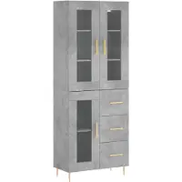 vidaXL Highboard Betongrau 69,5x34x180 cm Holzwerkstoff
