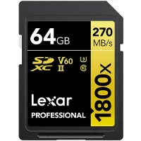 Lexar Pro 1800x SDXC R270/W180 64GB U3 (V60) UHS-II
