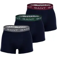 Gant Herren Boxershorts, 3er Pack - Trunk 3-Pack, Baumwollmischung, einfarbig Schwarz/Grau/Rot/Grün / 2XL