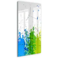 Tulup Wanduhr aus Glas – 30x60 cm - Glasbild - Glasuhr - Gehärtetes Glas -Abstrakter Regenbogen