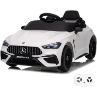 Vrooomy Mercedes-Benz CLE53 AMG Kinder Elektroauto 12V (1–5 Jahre) – Offiziell Lizenziert, mit Fernbedienung, EVA-Reifen & Ledersitz – Kinder Elektrofahrzeug – Weiß