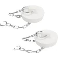 OEM Badewannenstöpsel - Mit Zugring und Edelstahlkette - Für Badewanne und Küchenspüle - 39-41 mm - Weiß - 2 Stück