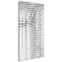 Tulup Wanduhr aus Glas – 30x60 cm - Glasbild - Glasuhr - Gehärtetes Glas -Abstraktionslinien