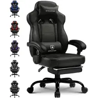 StarTech.com Gamingstuhl - Ergonomischer Bürostuhl mit Fußstütze - Belastbar bis 180 kg - Neigbar 155° - Höhenverstellbar - Lendenstütze und Kopfstütze - Schwarz