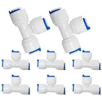 Dripio 8er Set T-Stück Steckverbindung 1/4 Zoll Push-Fit für Wasserfilter
