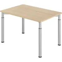 Hjh OFFICE PRO YAMA 12 S | 120x80 - 120 x 80 Eiche/Silber höhenverstellbar